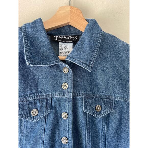 All That Jazz 90s Cropped Denim Button-Down Tee – Size S/M - Picture 2 of 3